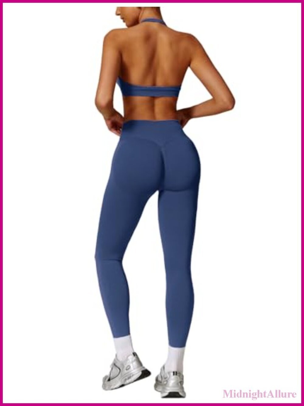 Seamless Scrunch Butt Lifting Impact Leggings Halter Sports Bra 2 Piece Gym